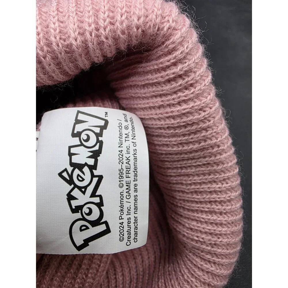 Pokemon Eevee Pink Knit Beanie Hat Soft Folded Cuff Design Accessories With Tag